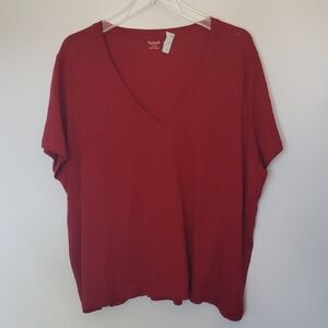 Madewell 2X V-neck short sleeves red top nwt